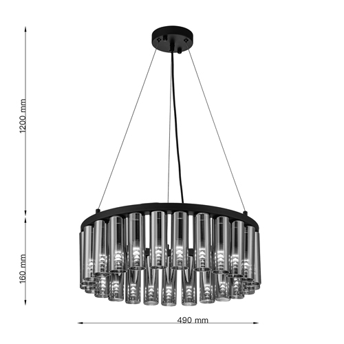 Люстра со стеклянными цилиндрическими плафонами Luminous Cylinders Smoky Round в Казани