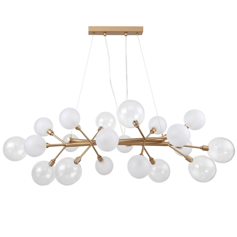 Люстра Berries Chandelier Rectangle White 100 матовое золото Прозрачный Прозрачный белый в Казани | Loft Concept 