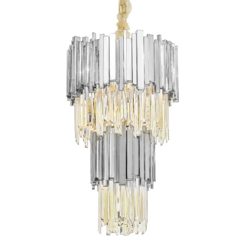 Люстра многоярусная Luxxu Modern Cascade Chandelier Silver Metal Glass 45 Серебряный Прозрачное Стекло в Казани | Loft Concept 