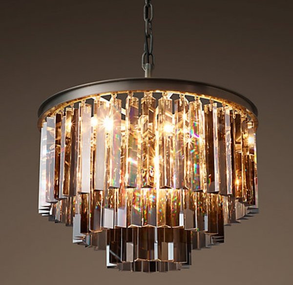 Люстра RH 1920s Odeon Smoke Glass Fringe Chandelier - 3 rings Черный в Казани | Loft Concept 