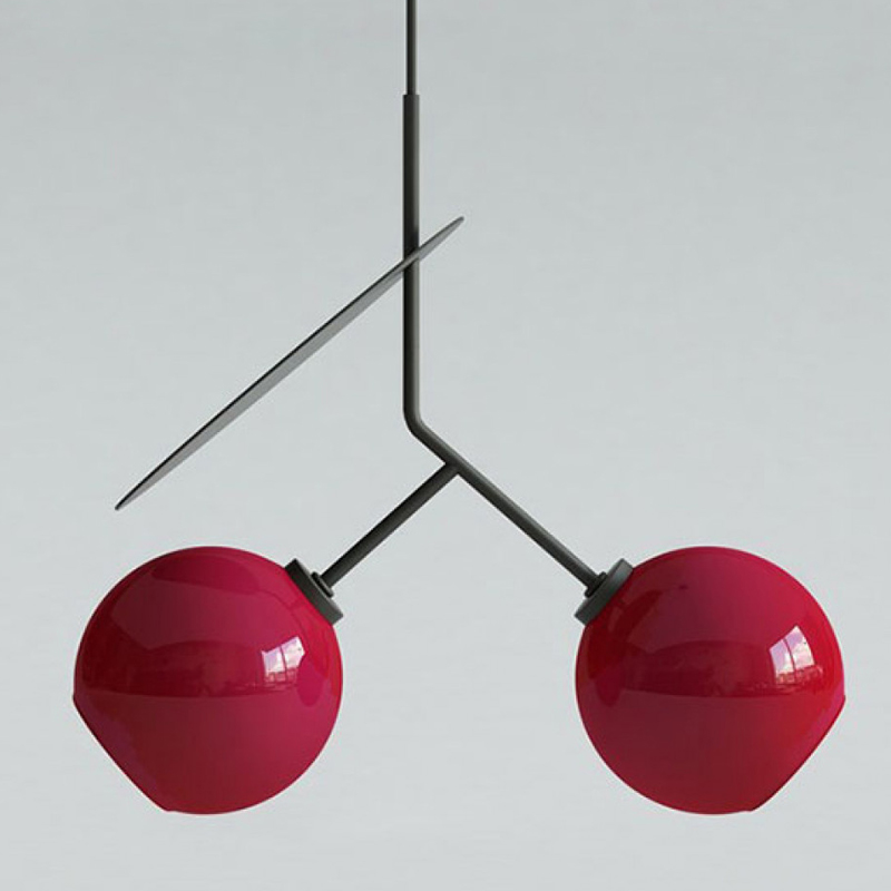 Подвесной светильник Cherry Pendant Double Red Красный Черный в Казани | Loft Concept 