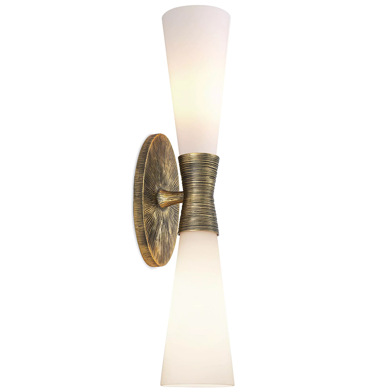 Бра Eichholtz Wall Lamp Nolita Double Латунь Белый в Казани | Loft Concept 