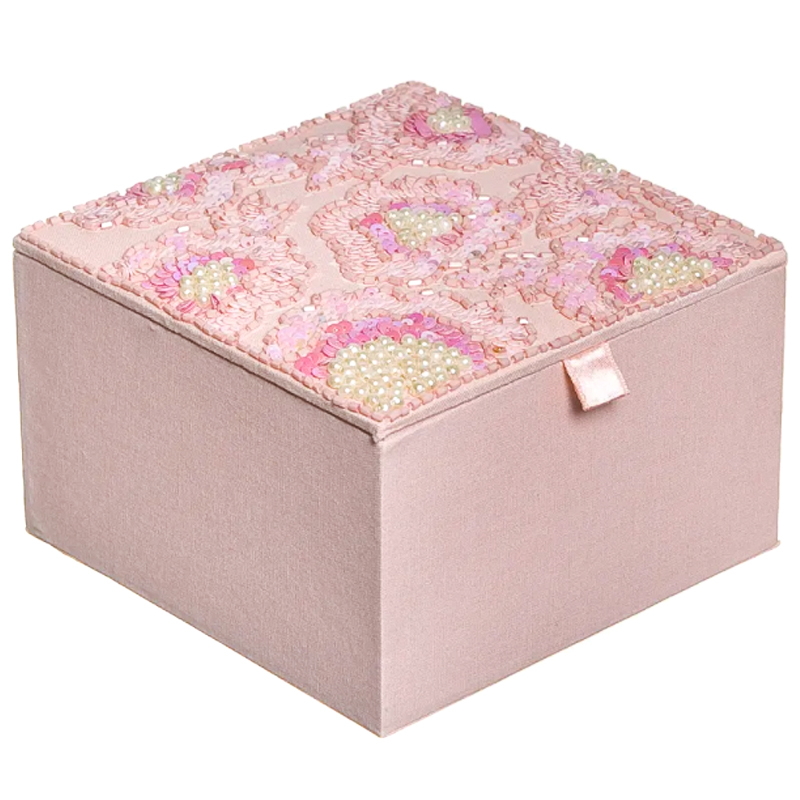 Шкатулка с вышивкой из бисера Fleur Beads Embroidery Box Розовый в Казани | Loft Concept 