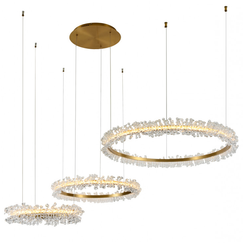 Люстра Crystal round chandelier 3 кольца Латунь Прозрачный Латунь в Казани | Loft Concept 