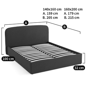 Двуспальная кровать с подъемным механизмом Mathise Bed Deep Blue в Казани