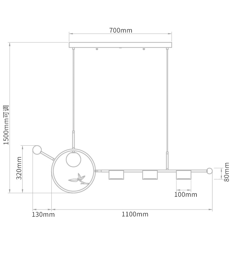 Линейный светильник Metal Wood Ring Leaf Linear Light в Казани