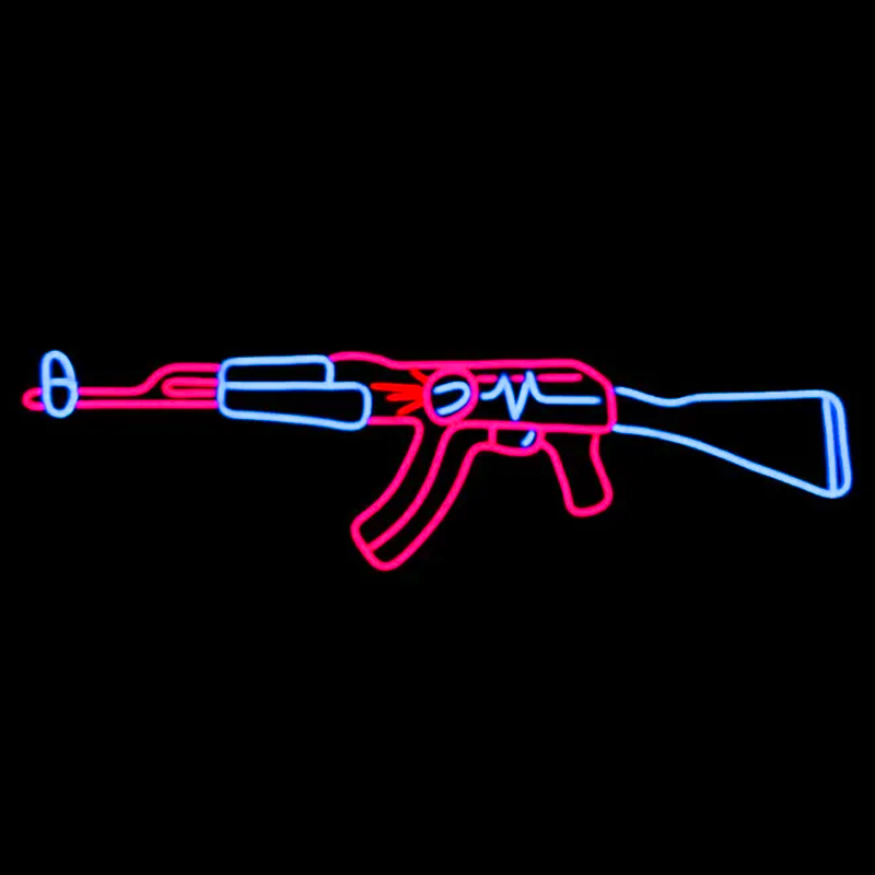 Неоновая настенная лампа Machine Gun Neon Wall Lamp Прозрачный Розовый Голубой в Казани | Loft Concept 