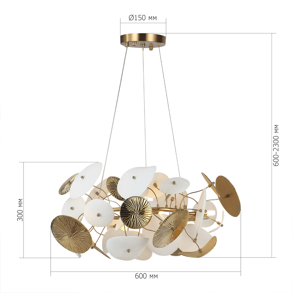 Люстра с белыми и золотистыми цветами Dahlia Flowers Lamp в Казани