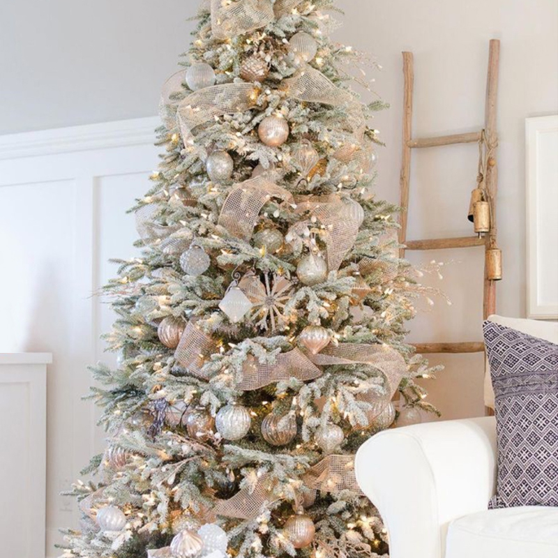 Дизайнерская Ель с Нежно-Розовым Декором Премиум Christmas Tree Pink and Silver Розовый пастельный Серебряный в Казани | Loft Concept 