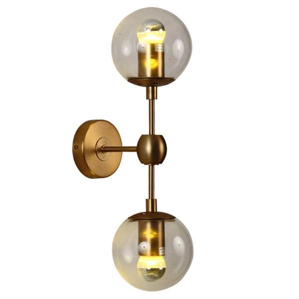 Бра Modo Sconce 2 Globes Gold Золотой Янтарь (Amber) Прозрачное Стекло в Казани | Loft Concept 