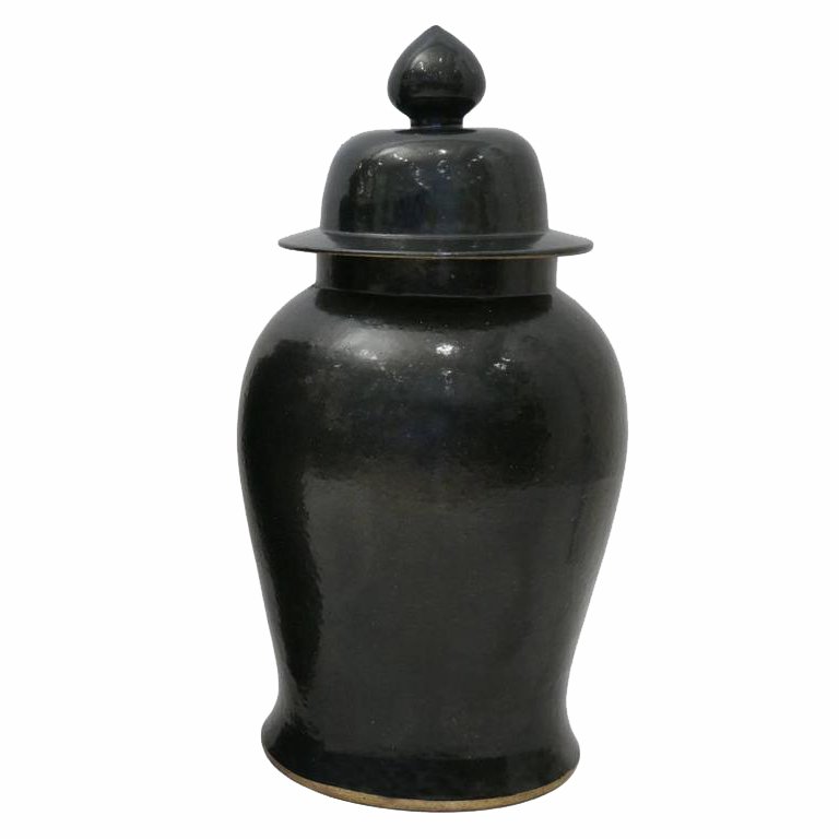 Ваза Black Ceramic Chinese Jars with Lids Черный в Казани | Loft Concept 