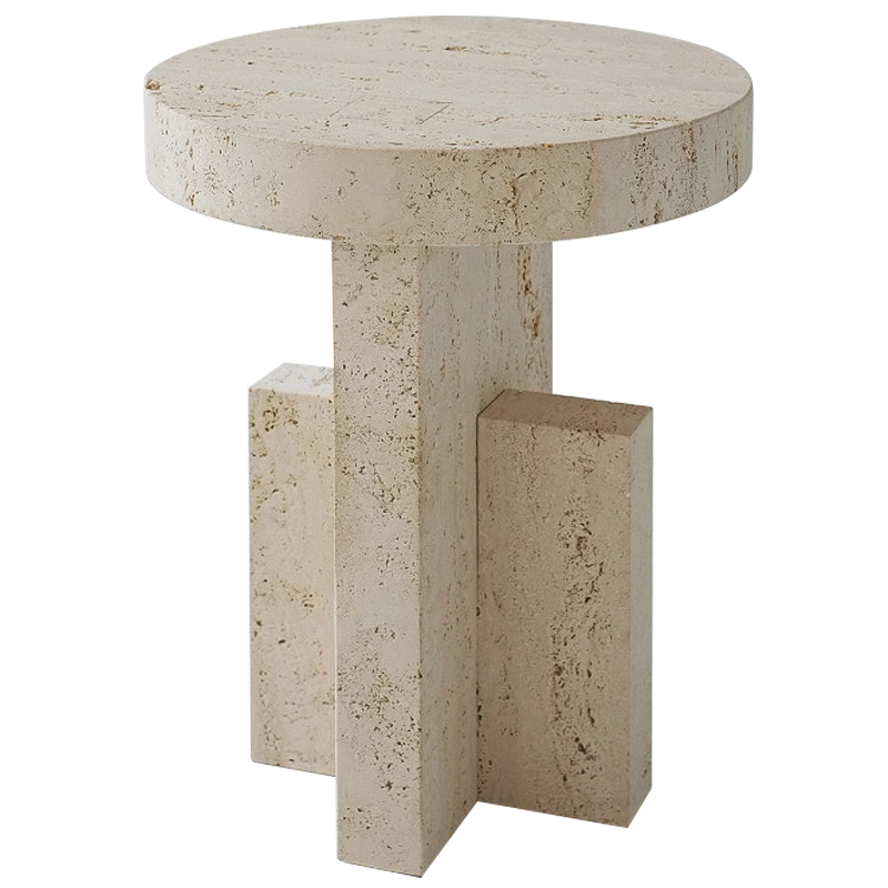 Приставной стол Clarence Travertine Side Table Бежевый в Казани | Loft Concept 