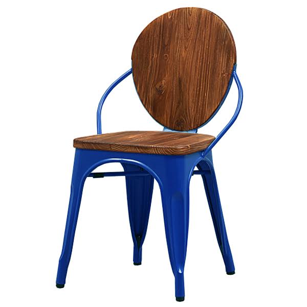 Стул Tolix chair Wooden Blue Дуб темный Синий в Казани | Loft Concept 