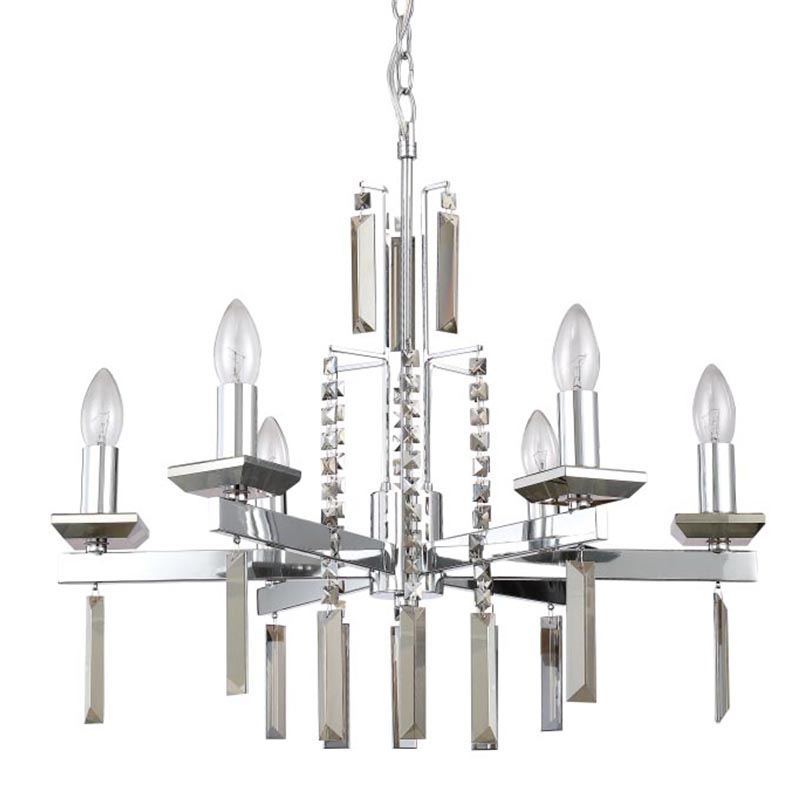 Люстра Vivien Crystal Chrome Chandelier 6 Хром Серый в Казани | Loft Concept 