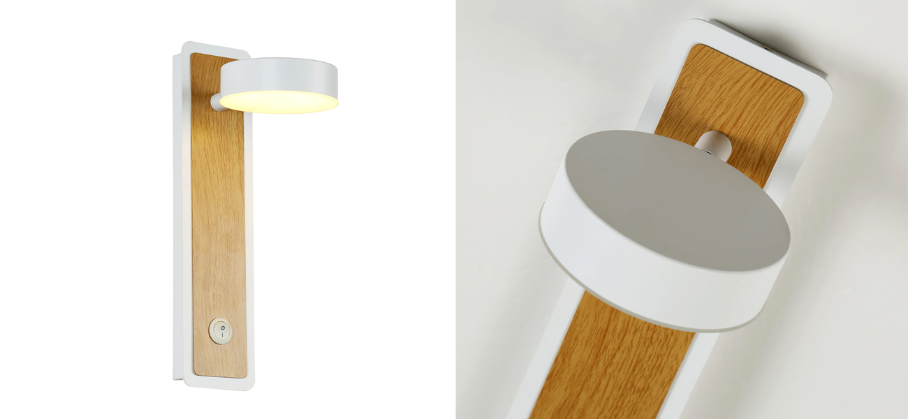 Белое бра со вставкой из светлого дерева GAVIN WOOD - фото №1