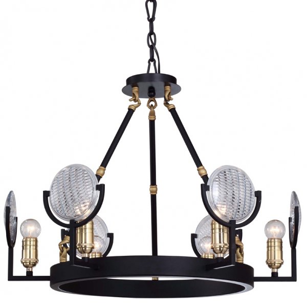 Люстра RH Gaslight Lens Chandelier 6 Черный в Казани | Loft Concept 