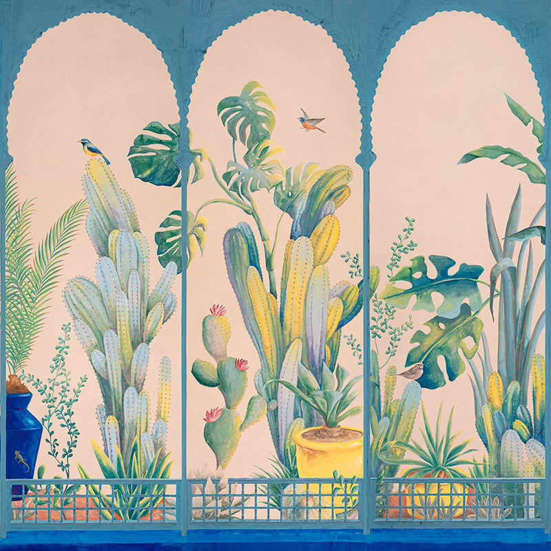 Обои ручная роспись Jardin Marrakech Majorelle on painted Xuan paper  в Казани | Loft Concept 