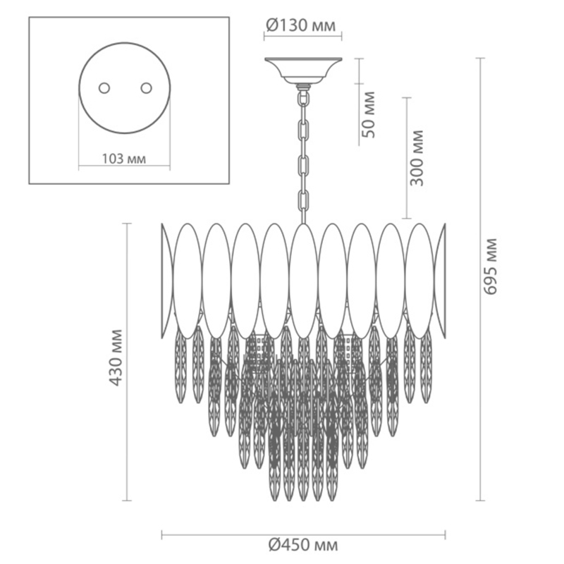 Люстра KEBO KING CHANDELIER four cascades D 45 в Казани