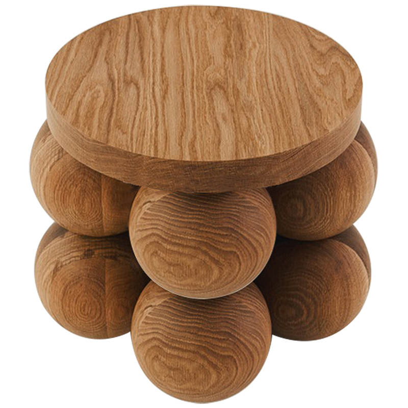 Приставной стол деревянный Wooden Spheres Unique Shaped Side Table Коричневый в Казани | Loft Concept 