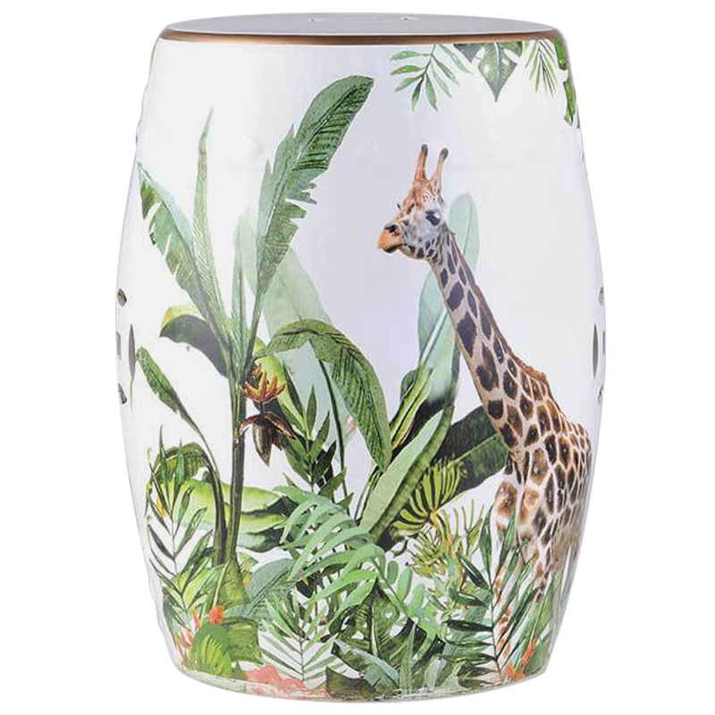 Керамический табурет Giraffe Tropical Animal Ceramic Stool White Белый Зеленый Коричневый в Казани | Loft Concept 