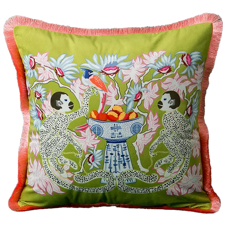 Декоративная подушка Two Monkeys Green Cushion Мульти Салатовый в Казани | Loft Concept 