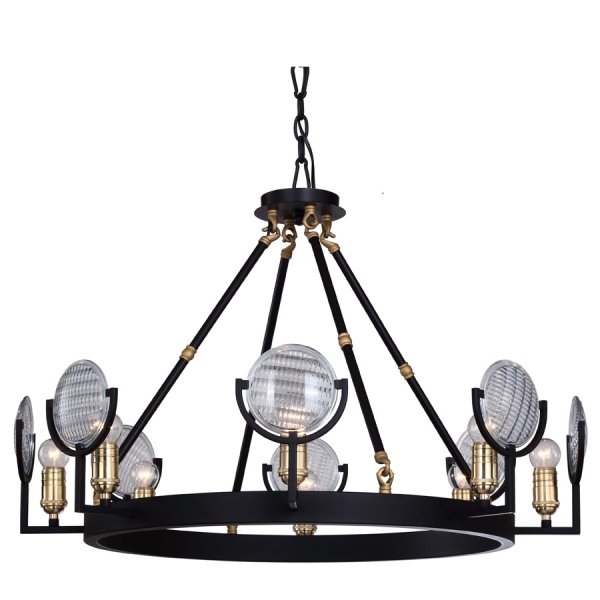 Люстра RH Gaslight Lens Chandelier 8 Черный в Казани | Loft Concept 