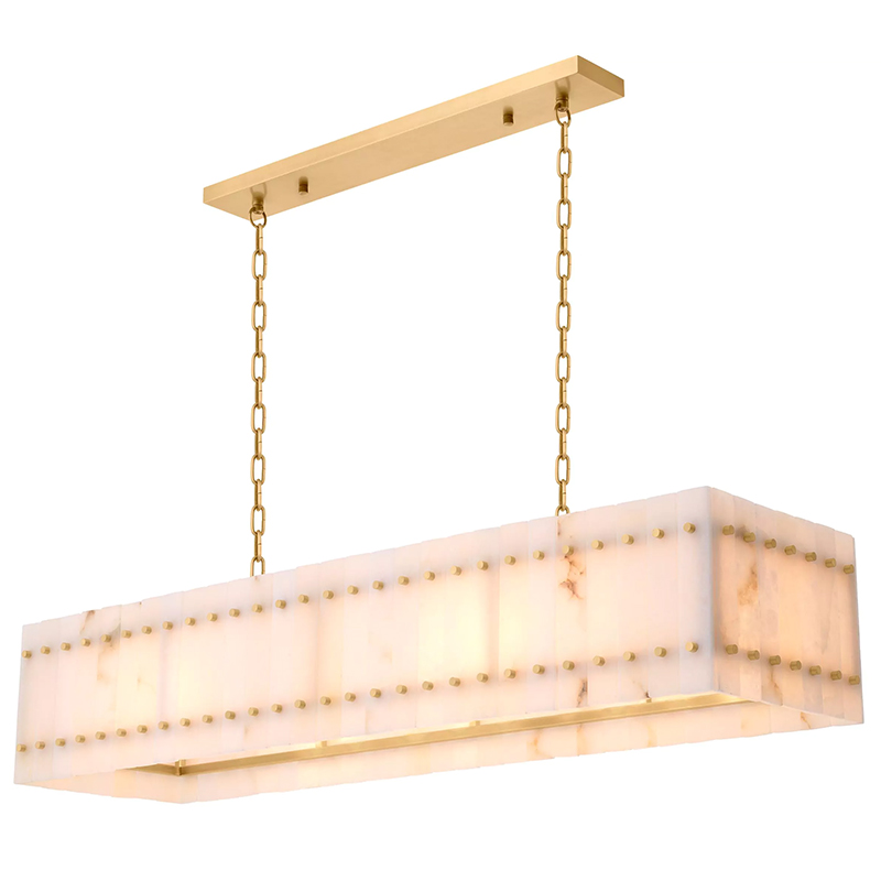 Люстра Eichholtz Chandelier Ruby Rectangular Alabaster Латунь Бежевый Белый Мрамор Bianco в Казани | Loft Concept 