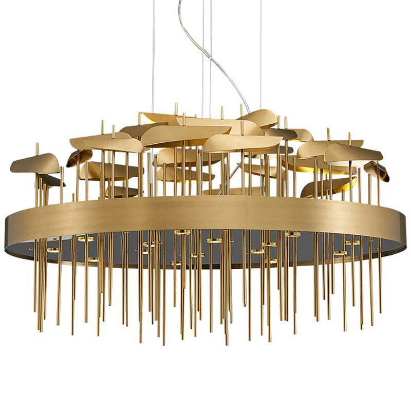 Светодиодная дизайнерская инсталляция ANODINE Perlina Disk Chandelier Золотой в Казани | Loft Concept 