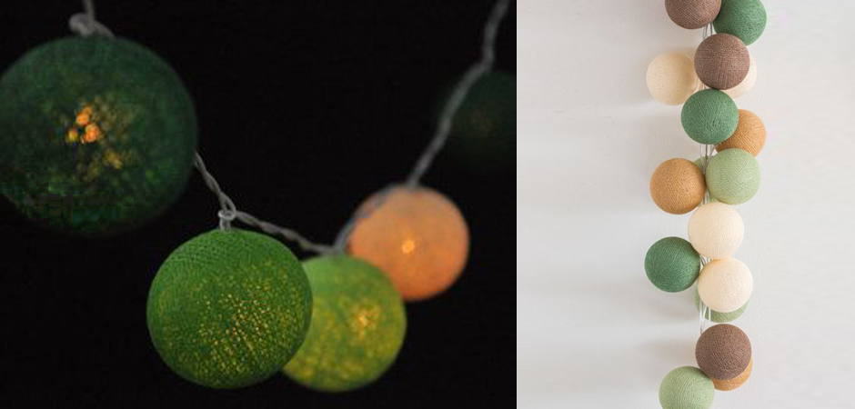 Гирлянда хлопковые фонарики Сotton Ball Forest Green - Loft-Concept в Казани