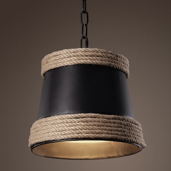 Подвесной светильник Black & Hemp Pendant Lamp Черный в Казани | Loft Concept 