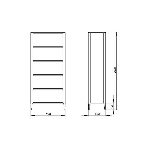 Стеллаж прямой молочного цвета с открытыми полками Type  в Казани