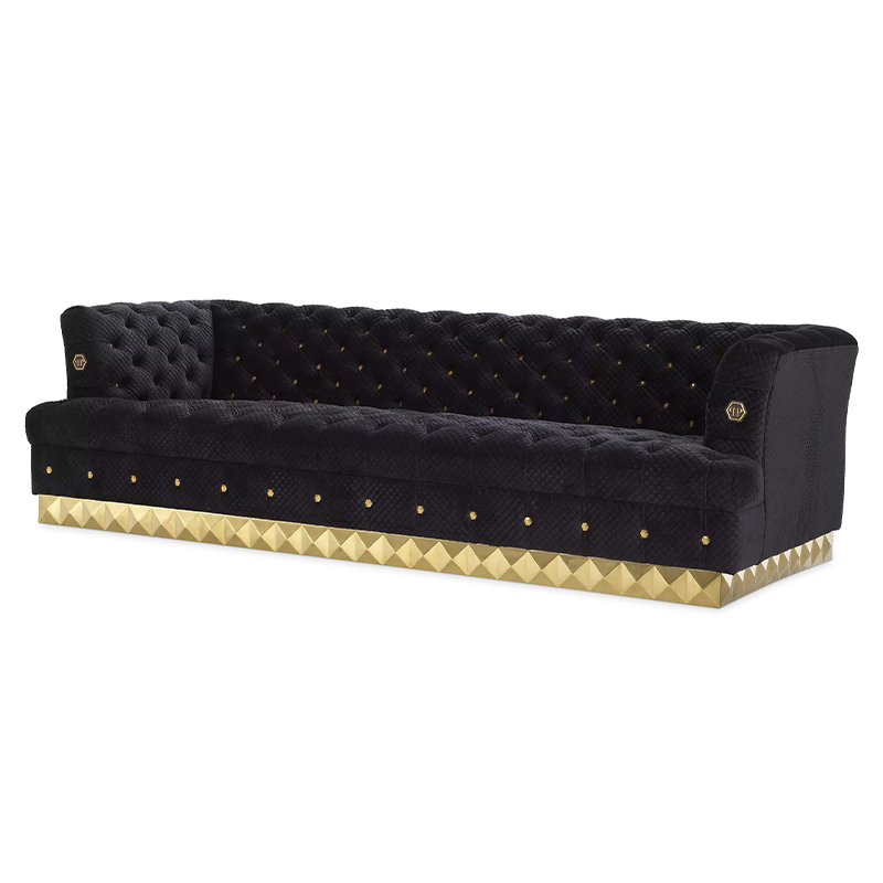 Диван Philipp Plein Sofa Rockstud S Чёрный Черный Золотой в Казани | Loft Concept 