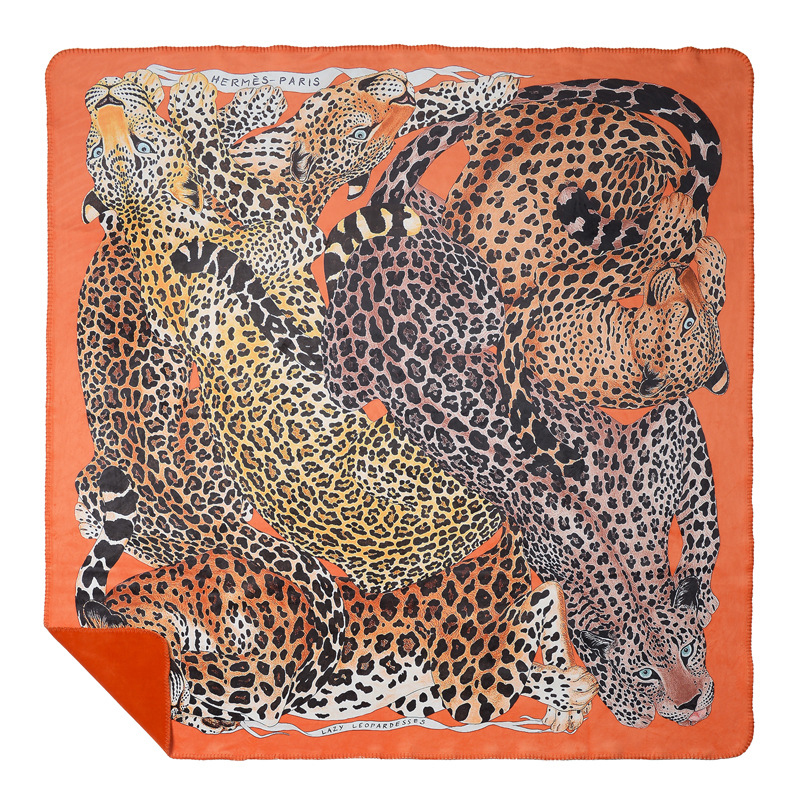 Плед Hermes Leopards Orange Оранжевый Коричневый в Казани | Loft Concept 