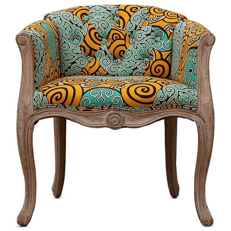 Кресло Yellow and Turquoise Ornament Chair Мульти Бежево-серый в Казани | Loft Concept 