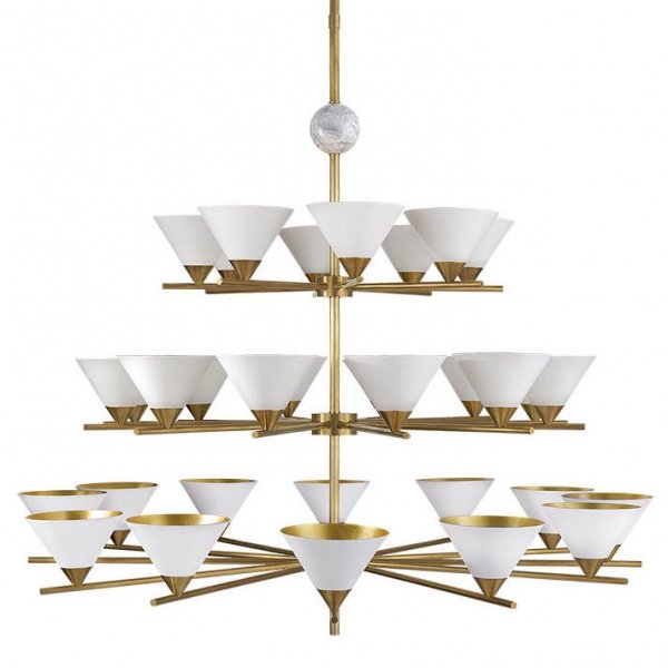 Люстра Cleo Three-tier Chandelier Латунь Белый в Казани | Loft Concept 