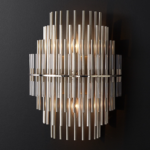 Бра Restoration Hardware Emile Sconce Chrome Прозрачный Латунь Античная полированная Оловянный в Казани | Loft Concept 