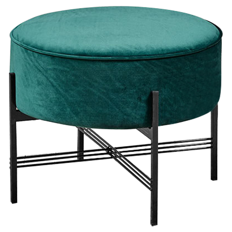 Пуф изумрудного цвета велюровый Sanjay Velour Pouf Emerald Изумрудный Черный в Казани | Loft Concept 