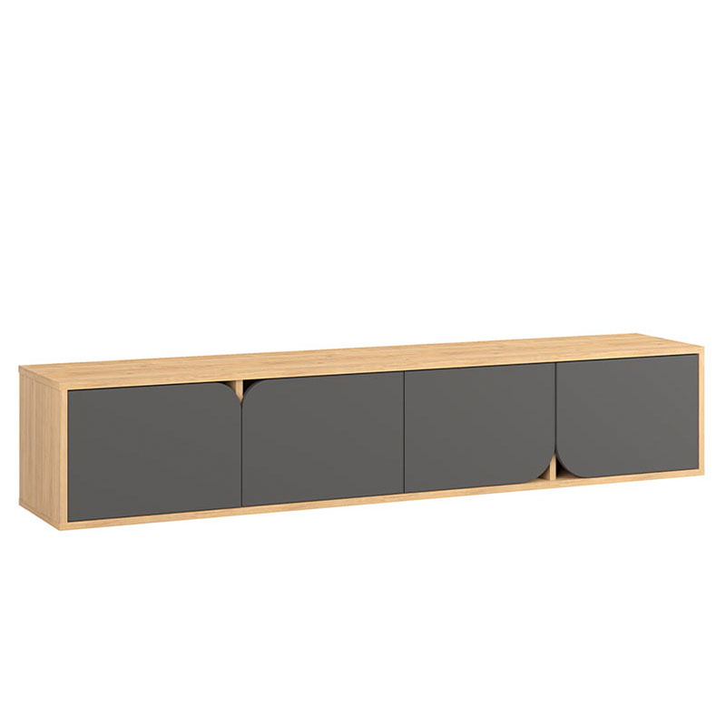 ТВ-тумба подвесная цвета древесины с 4-мя темно-серыми дверцами SPARK TV STAND OAK ANTHRACITE Серый Древесина в Казани | Loft Concept 