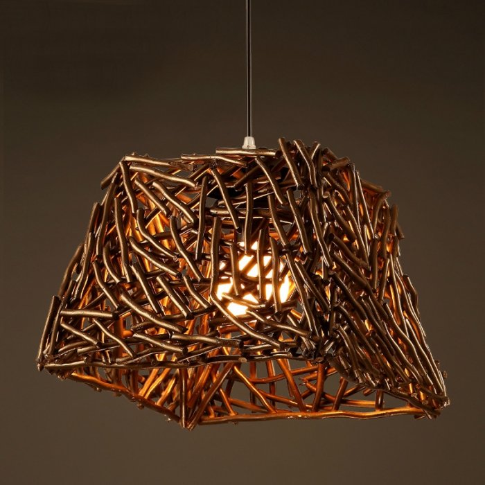 Подвесной светильник Old Wicker Pendant Cub Коричневый в Казани | Loft Concept 