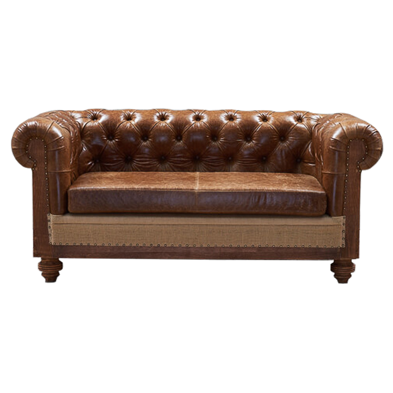 Диван Deconstructed Chesterfield Sofa double Brown leather Коричневый ivory ( слоновая кость ) в Казани | Loft Concept 