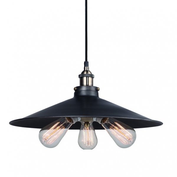 Подвесной светильник 20th C. Factory Filament Metal Triple Pendant Black Черный в Казани | Loft Concept 