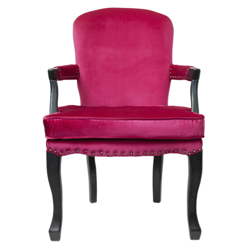 Кресло Aubrey Classical Armchair rose velour Малиновый (Crimson) Черный в Казани | Loft Concept 