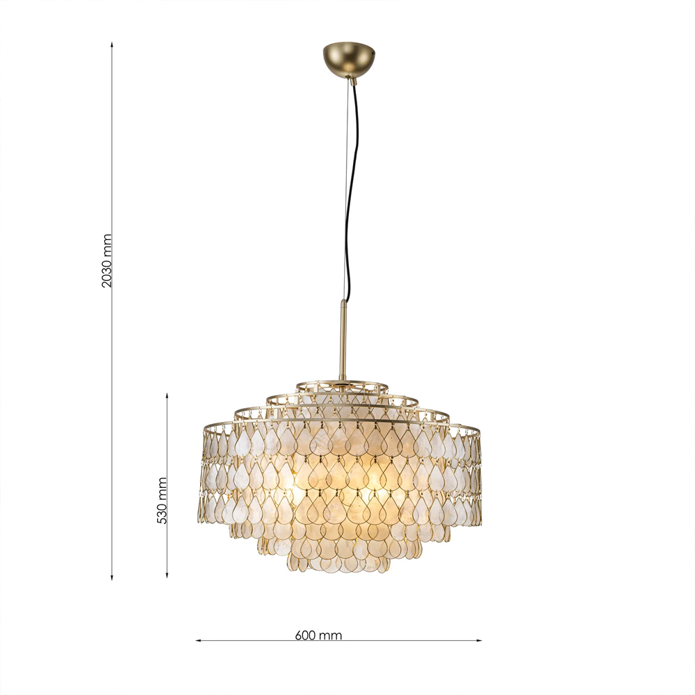 Люстра многоярусная с декором из натуральной морской ракушки Iridescent Light в Казани