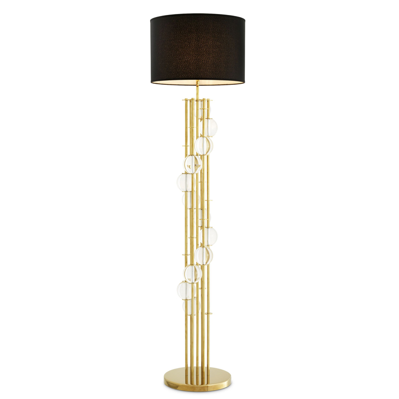 Торшер Eichholtz Floor Lamp Lorenzo Gold & black Глянцевое золото Черный Прозрачный в Казани | Loft Concept 