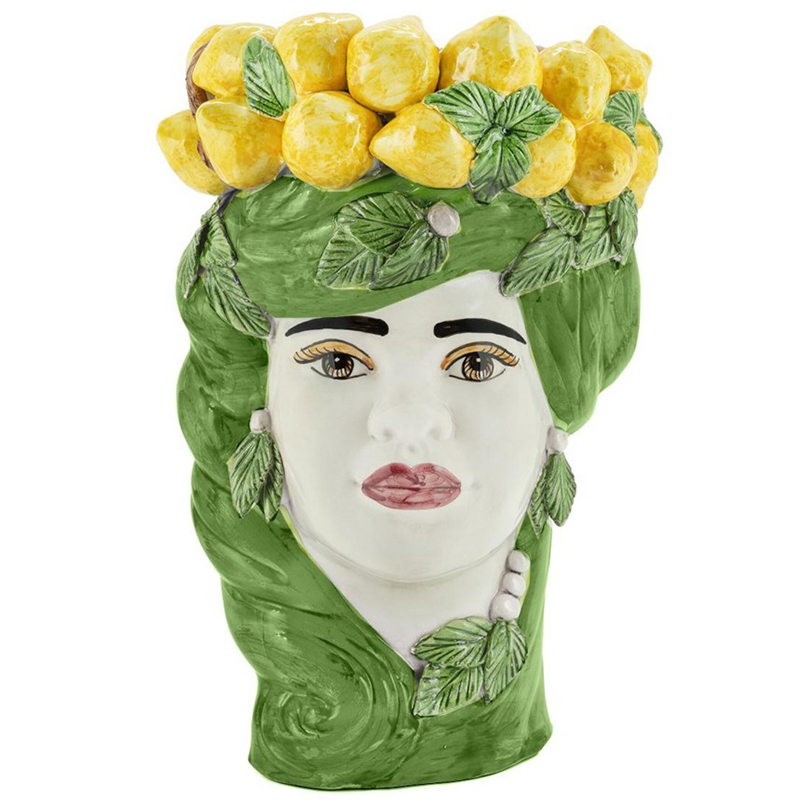 Ваза Vase Lemon Head Lady Green Зеленый Желтый Белый в Казани | Loft Concept 