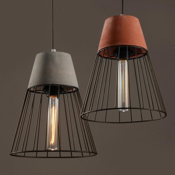 Подвесной светильник Cement Droplight Pendant Light cone Серый Красный Черный в Казани | Loft Concept 