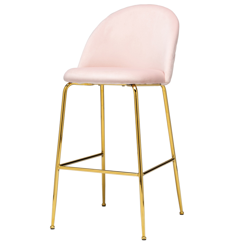 Барный стул Vendramin Bar Stool pink Розовый пастельный Глянцевое золото в Казани | Loft Concept 