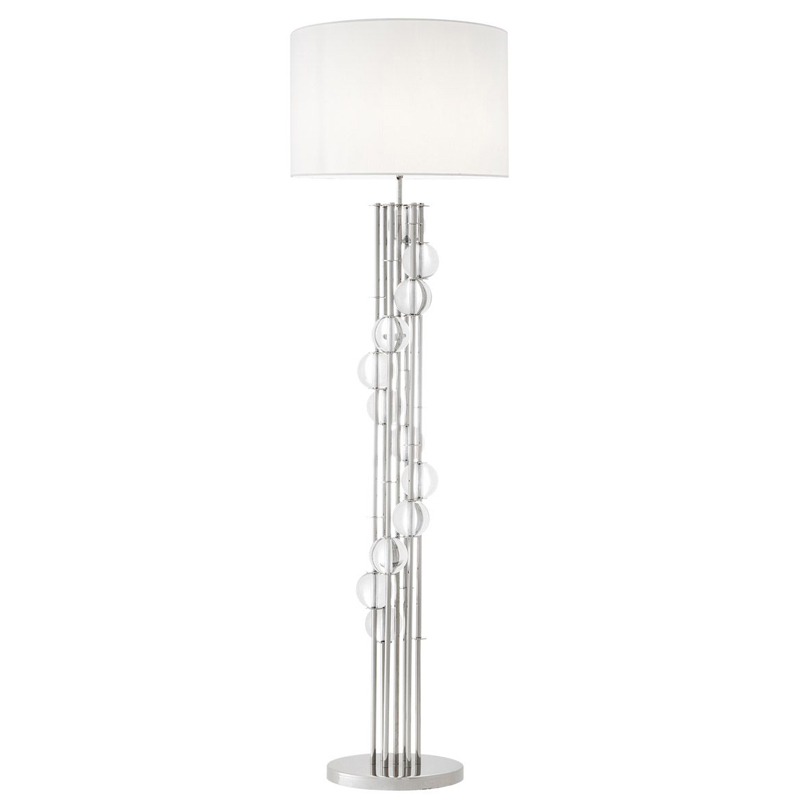 Торшер Eichholtz Floor Lamp Lorenzo Nickel & white Никель Белый Прозрачный в Казани | Loft Concept 