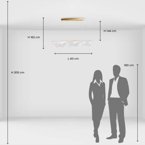 Люстра линейная с 3-мя белыми волнистыми плафонами Wave Line в Казани