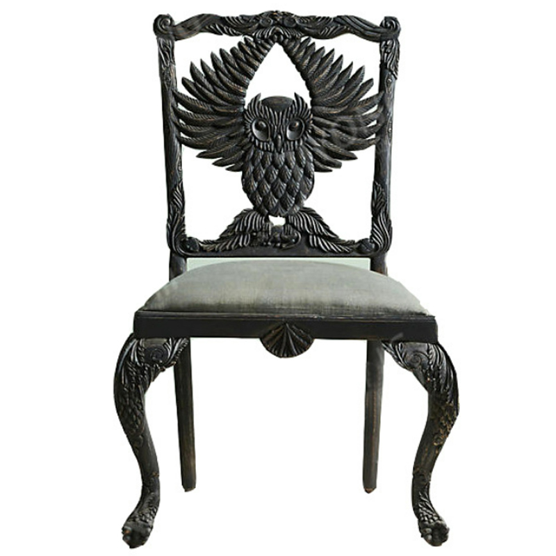 Стул Handcarved Menagerie Owl Dining Chair Черный Черный в Казани | Loft Concept 